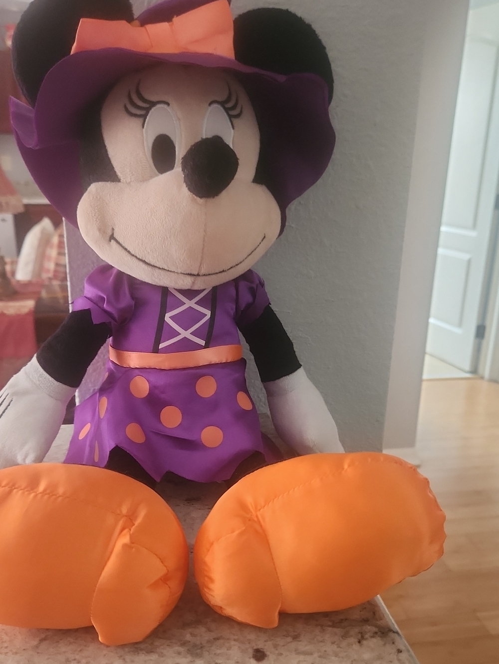 Plush Halloween Minnie Mouse in Purple and Orange
